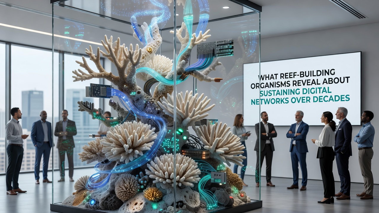 Underwater view of interconnected coral colonies illustrating modular resilience and adaptation
